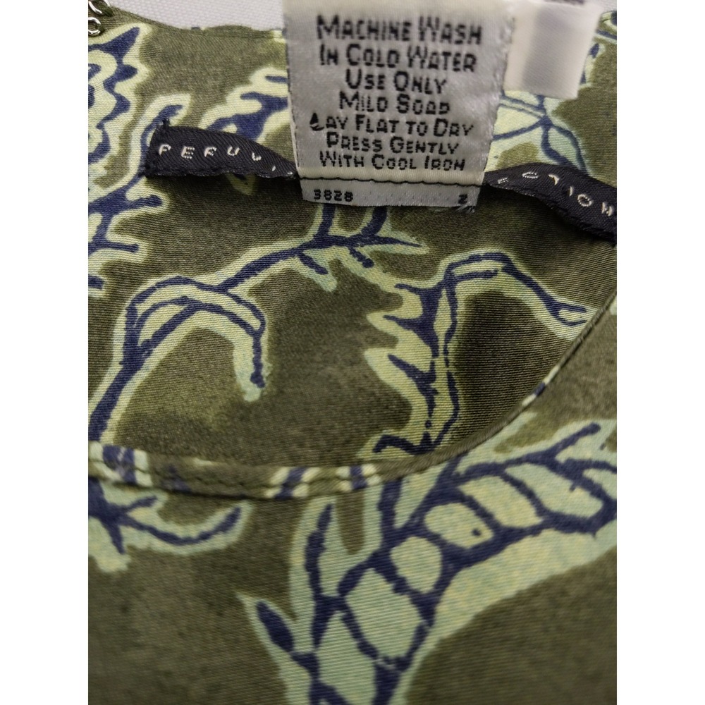 Peruvian Connection Sheath Dress 12 Green Floral Pima Cotton Midi Sleeveless - Picture 7 of 8
